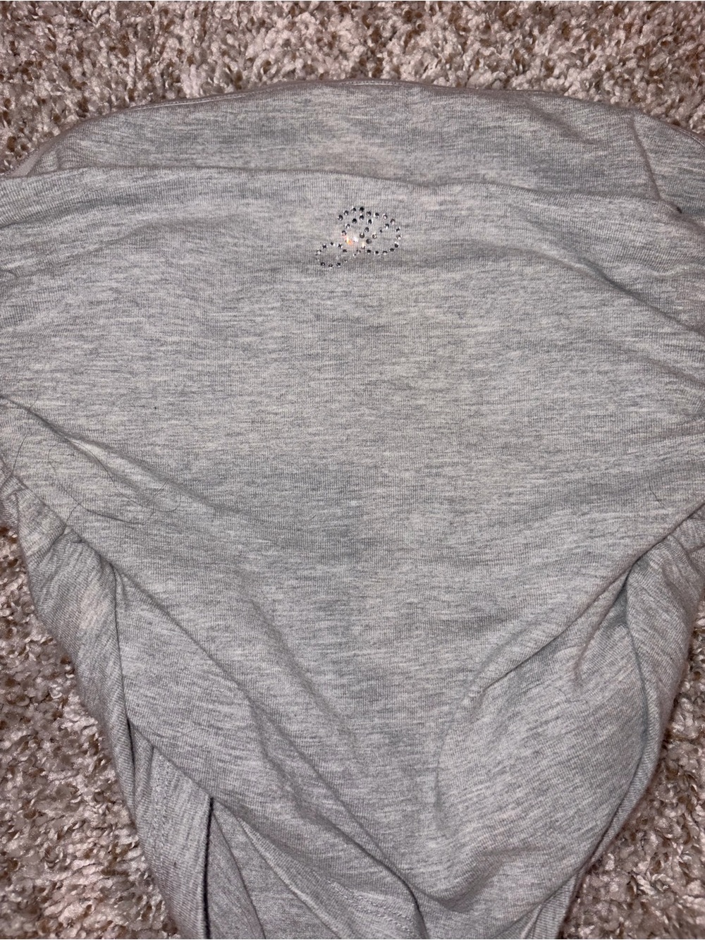 PINK Victoria's Secret Heather Gray Crop Top, tube top with Rhinestone Logo